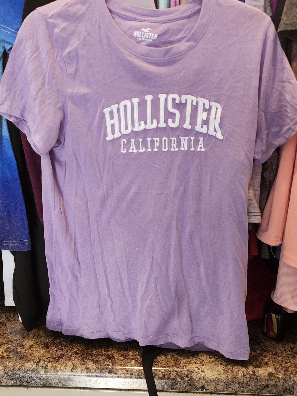 Hollister Lavender Crewneck Logo Tee